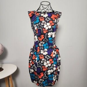 French Connection Lily Lace Capped Sleeve Floral Cotton Dress Size 2